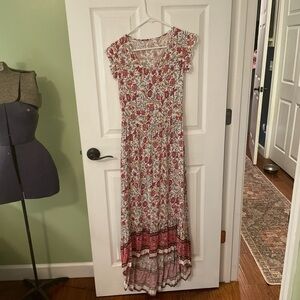 SHEIN Floral Maxi Dress in Red and Cream
